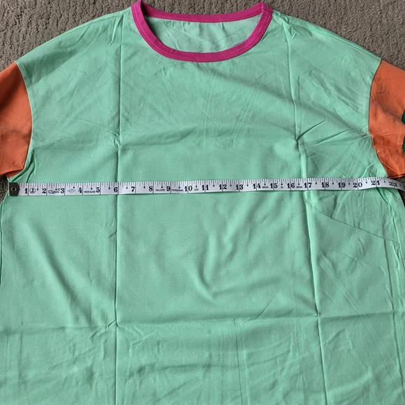 Women’s Casual Long Sleeve Patchwork Tunic Top – Teal – Size M – NWOT - Picture 4 of 7